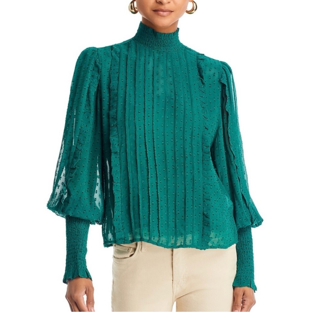 FARM Rio Emerald Ruffle Long Sleeve Blouse. Size XS‎